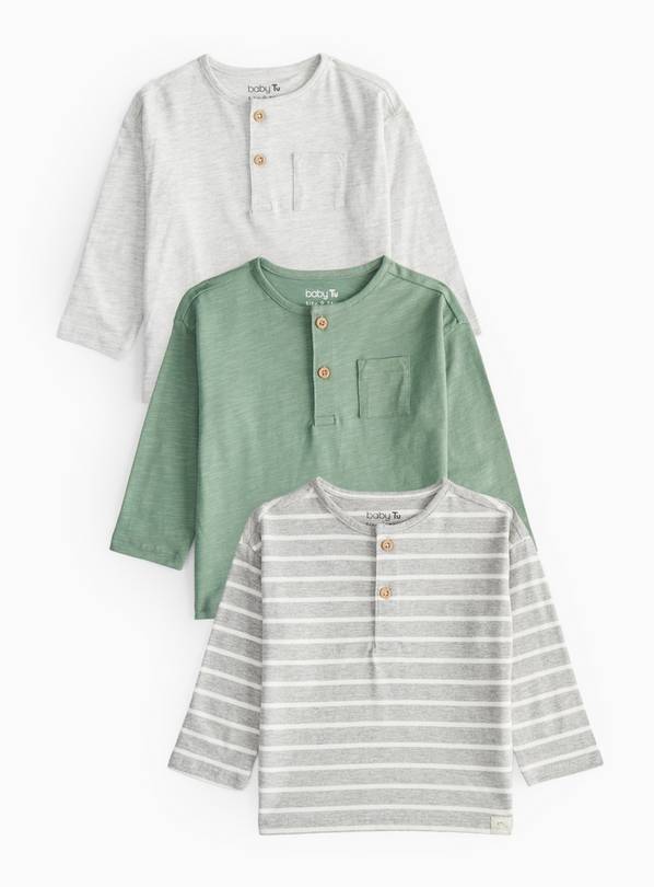 Soft Long Sleeve Button Tops 3 Pack 3-6 months